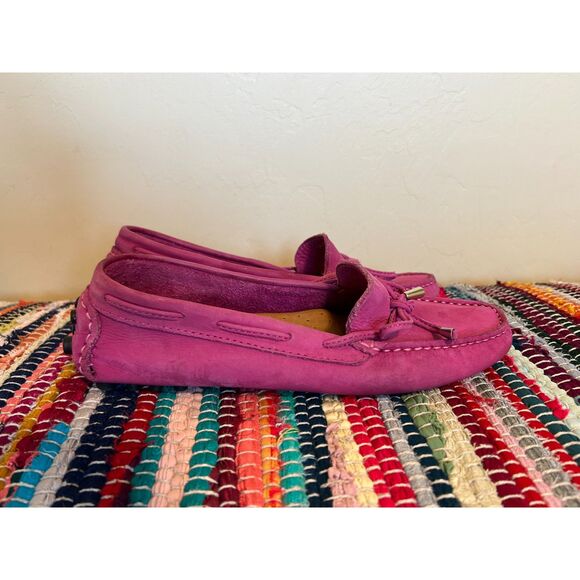 Mercanti Fiorentini Pink Magenta Suede Driving Loafers Sz 8.5 Made in Brazil - Picture 6 of 7